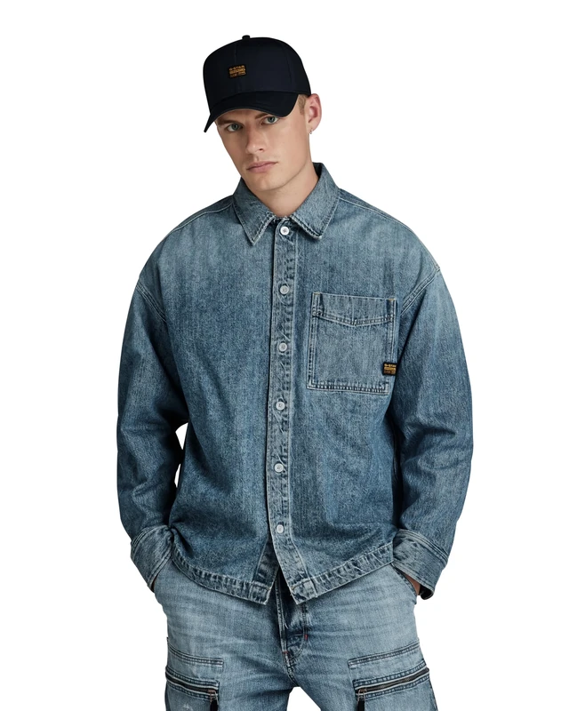 G-Star Men's Boxy Fit Shirt , Blue (faded monsoon D23007-D499-G564), XS