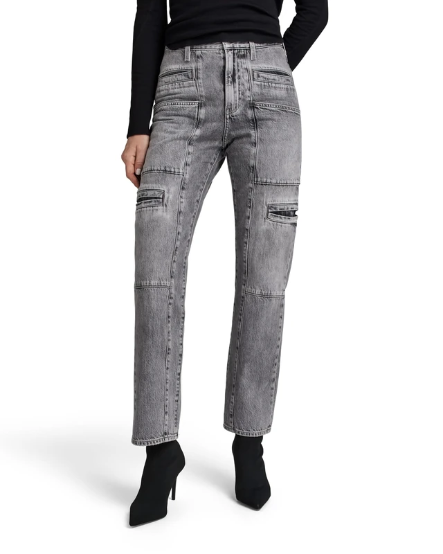 G-Star Women's Viktoria Utility High Straight Jeans, Grey (faded grey neblina D24566-D537-G324), 32W / 32L