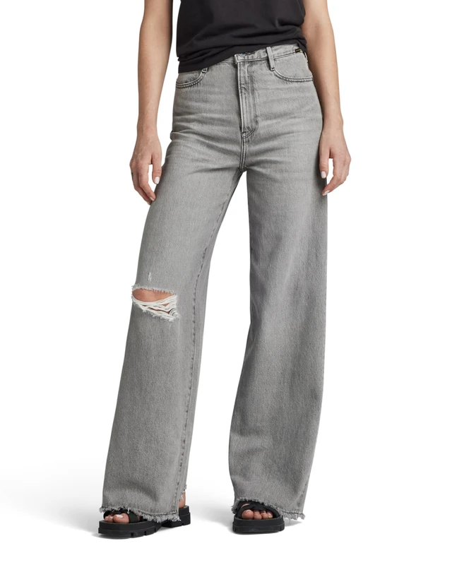 G-Star Women's Deck 2.0 High Loose Jeans, Grey (faded ripped aerosol D23591-D490-G669), 31W / 30L