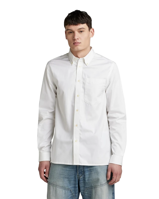 G-Star Men's One Pocket Regular Shirt, White (white D24292-A504-110), L