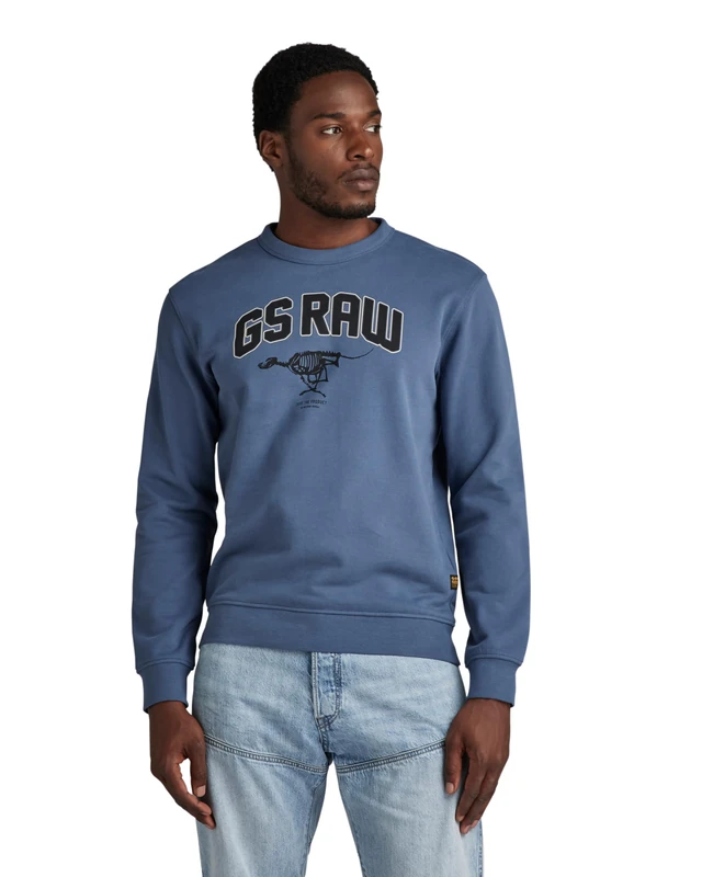 G-Star Men's Skeleton Dog Graphic Sweater, Blue (vintage indigo D24413-D562-G278), XS