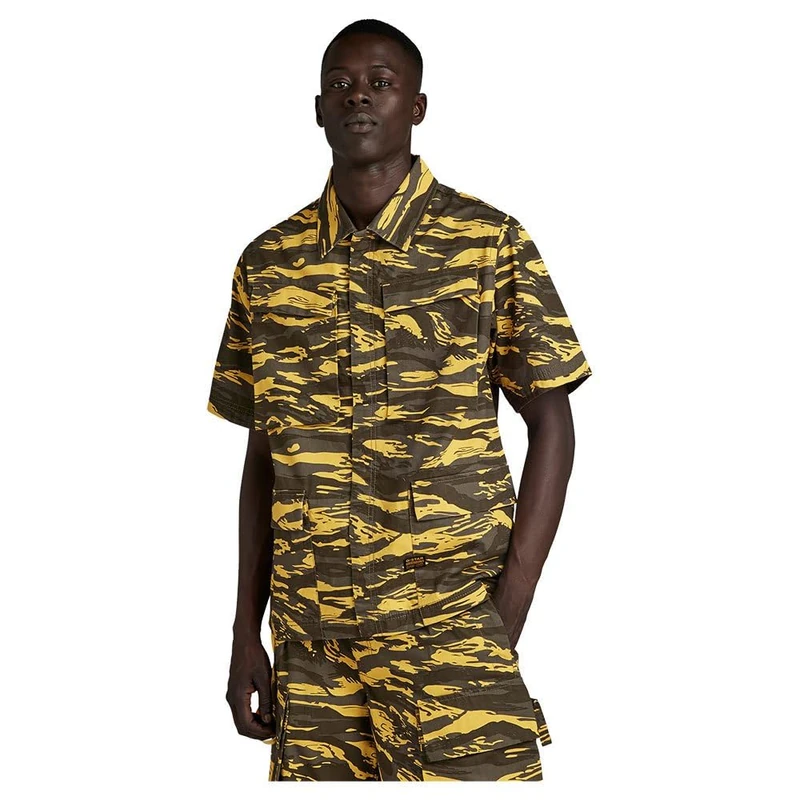 G-Star Men's R-3N Slim Overshirt Allover, Multicolor (dk lemon tiger camo D24290-D553-G394), XS