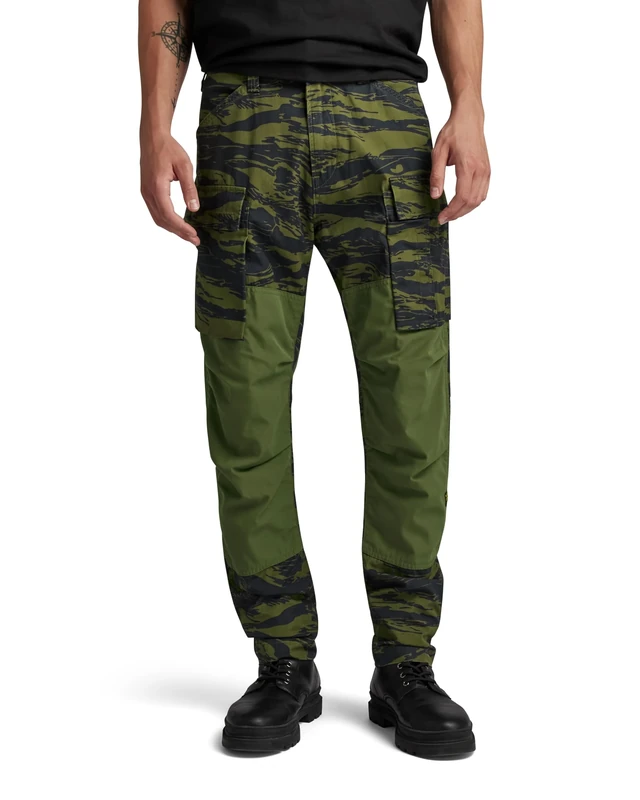 G-Star Men's 3D Regular Tapered Cargo Pants 2.0, Multicolor (shadow olive 2L tiger camo D24308-D386-G393), 34W / 34L