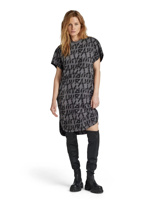 G-Star Women's Printed Loose T-Shirt Dress , Multicolor (grey asphalt raw paint D24484-D611-G419), M