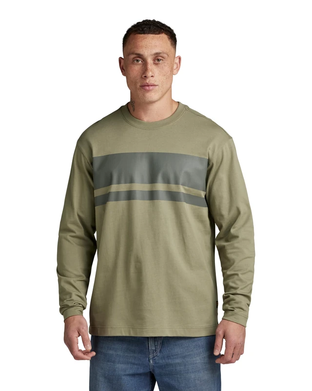 G-Star Men's Placed Stripe Boxy T-Shirt, Green (shamrock D24367-C784-2199), XL