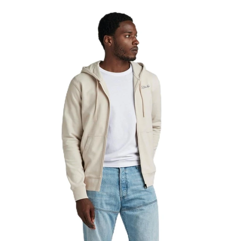 G-Star Men's Back Graphic Zip Through Hooded Sweater, Beige/khaki (whitebait D24769-D562-1603), XXL - Image 1