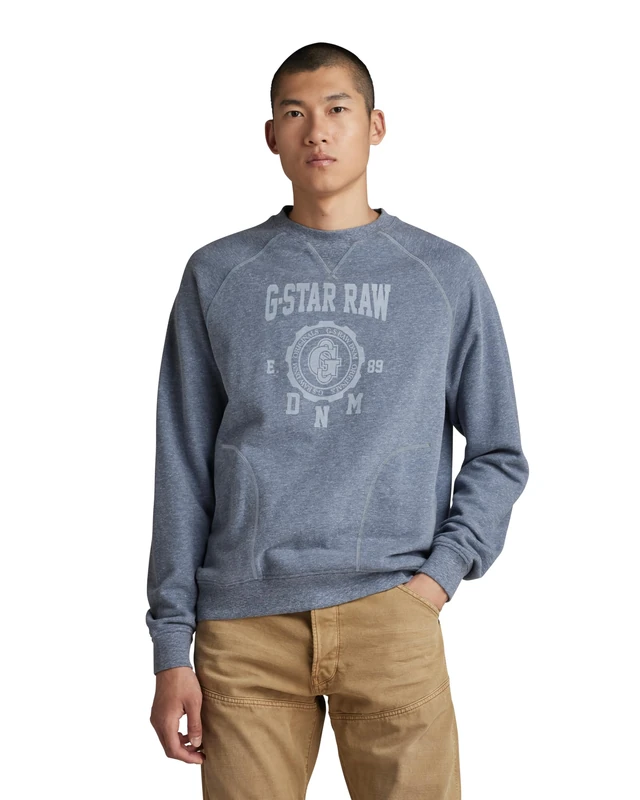 G-Star Men's Collegic Raglan Loose Sweater, Multicolor (vintage indigo htr D24417-D562-G382), XS