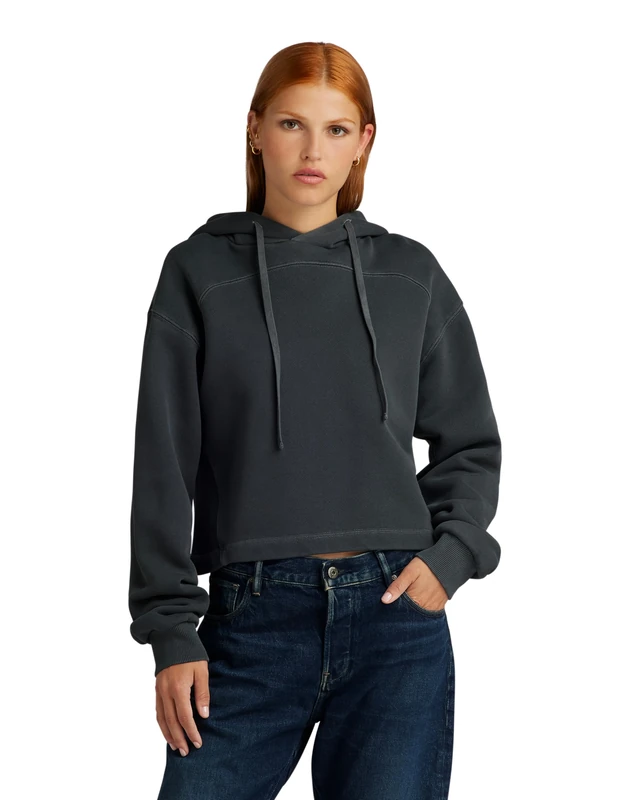 G-Star Women's Overdyed Loose Hooded Sweater, Black (dk black gd D24402-D575-B564), XS
