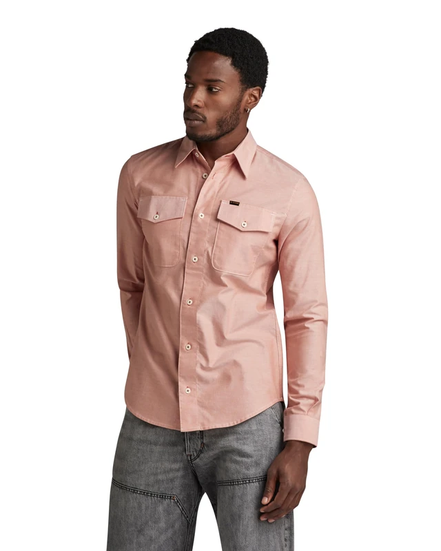 G-Star Men's Marine Slim Shirt, Multicolor (burned orange/white oxford D24963-7665-D140), S