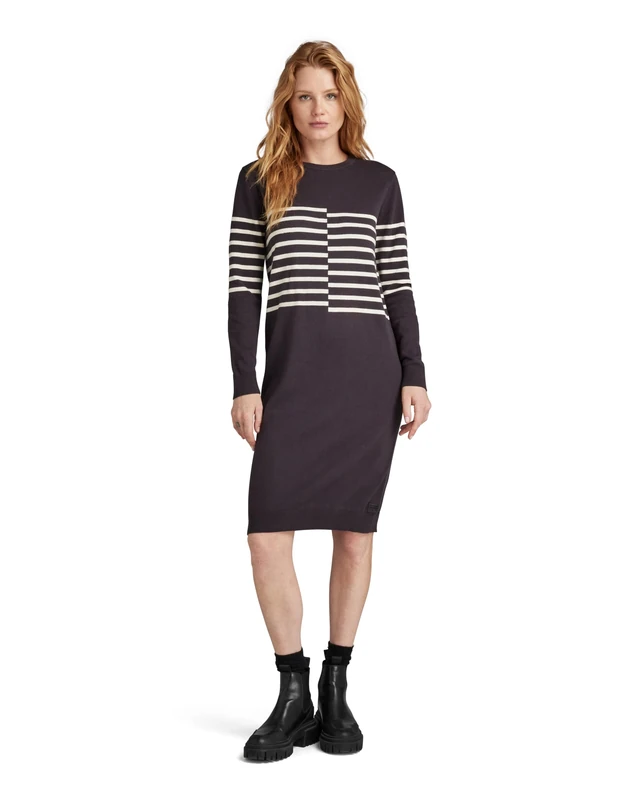 G-Star Women's Broken Stripe Knitted Dress , Grey (grey asphalt D24515-D563-G277), XS