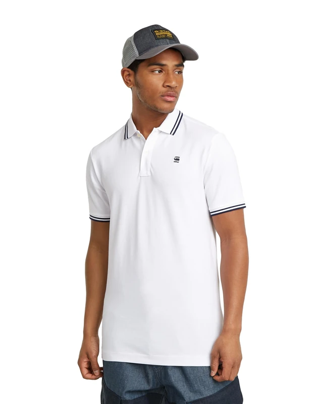 G-Star Men's Dunda Slim Stripe Polo , White (white D17127-5864-110), XXL