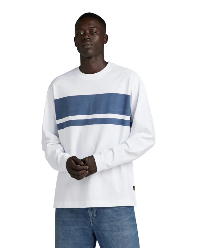 G-Star Men's Placed Stripe Boxy T-Shirt, White (white D24367-C784-110), M