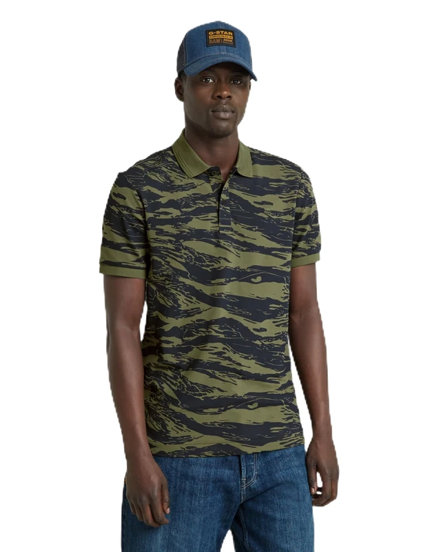 G-Star Men's Dunda Slim Allover Polo, Multicolor (shadow olive 2L tiger camo D24359-C335-G393), S