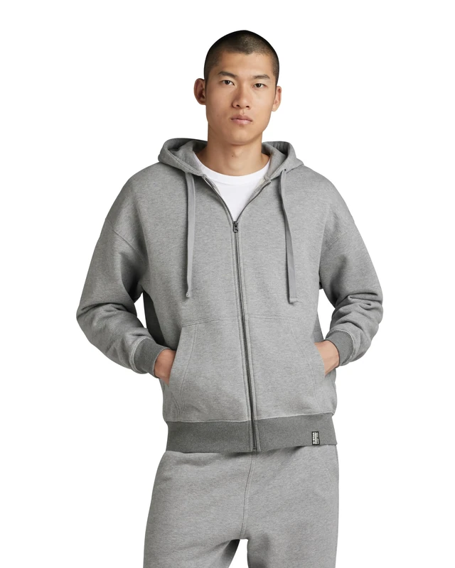 G-Star Men's Essential Loose Zip Thru Hooded Sweater, Multicolor (medium grey htr D23489-D395-8073), L