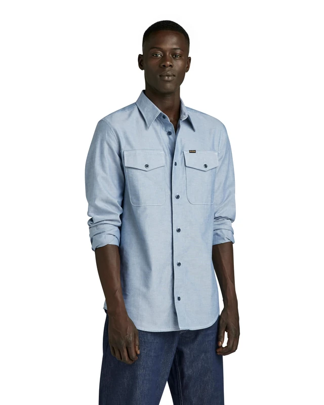 G-Star Men's Marine Slim Shirt, Multicolor (nitro/white oxford D24963-7665-D139), L