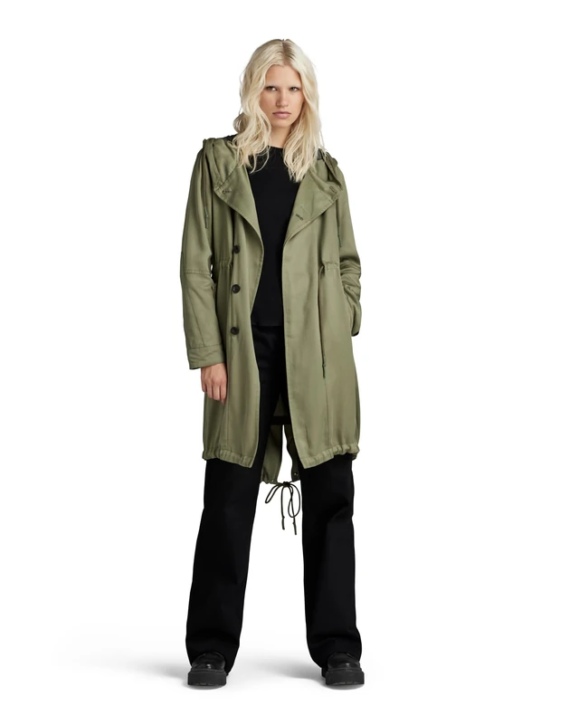 G-Star Women's Fluid Fishtail Hooded Parka , Green (shamrock D24255-D520-2199), XXS