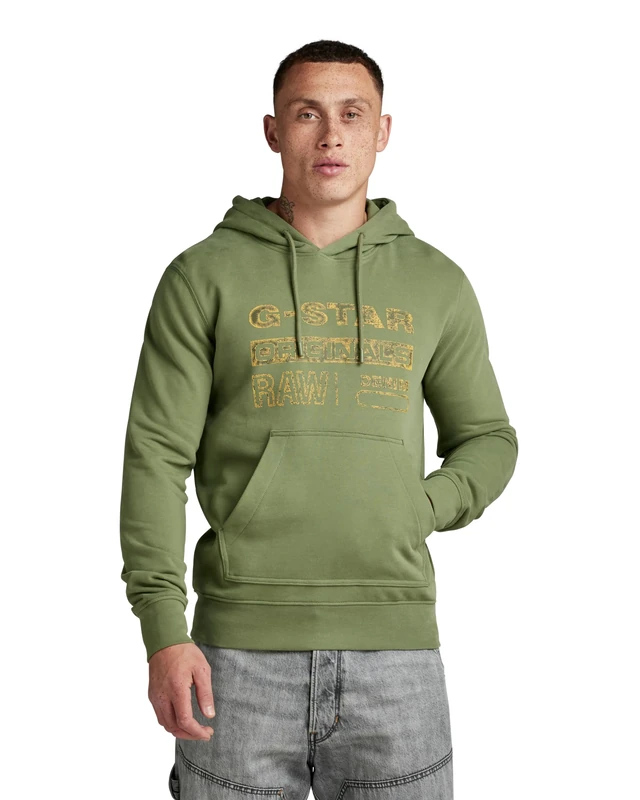 G-Star Men's Distressed Originals Hooded Sweater, Green (sage D24414-D562-724), S