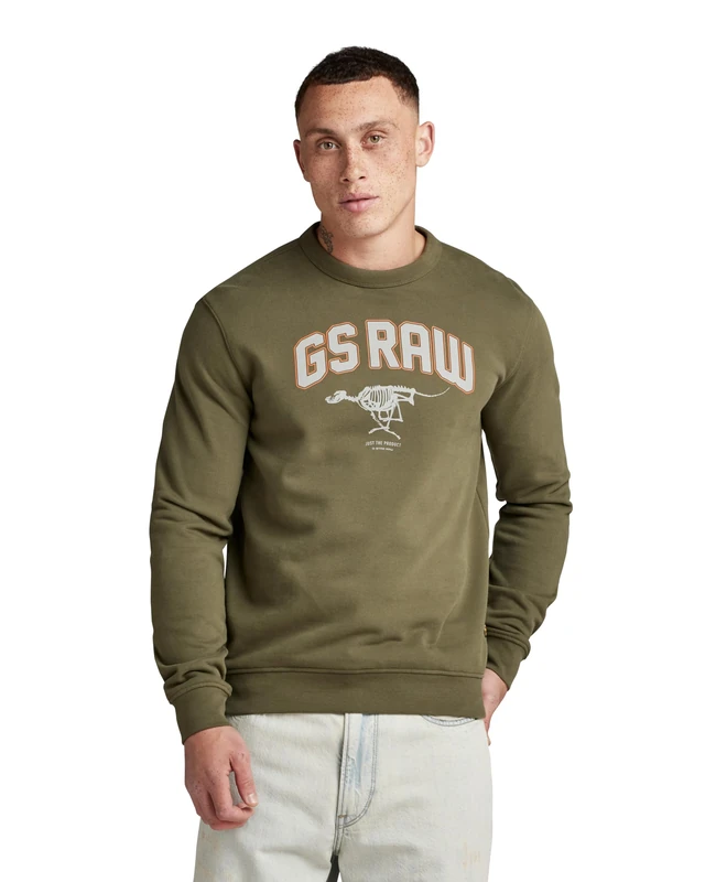 G-Star Men's Skeleton Dog Graphic Sweater, Green (shadow olive D24413-D562-B230), S - Image 1