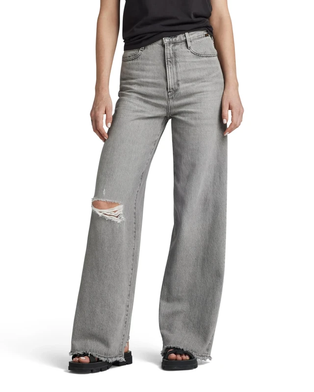G-Star Women's Deck 2.0 High Loose Jeans, Grey (faded ripped aerosol D23591-D490-G669), 28W / 28L
