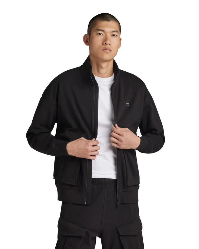 G-Star Men's Rovic Zip Through Loose Sweater, Black (dk black D24465-D566-6484), XS