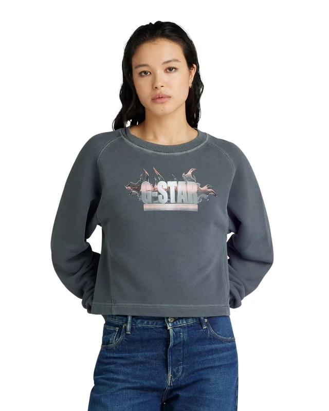G-Star Women's Overdyed Merch Loose Sweater, Black (dk black gd D24406-D575-B564), XXS - Image 1