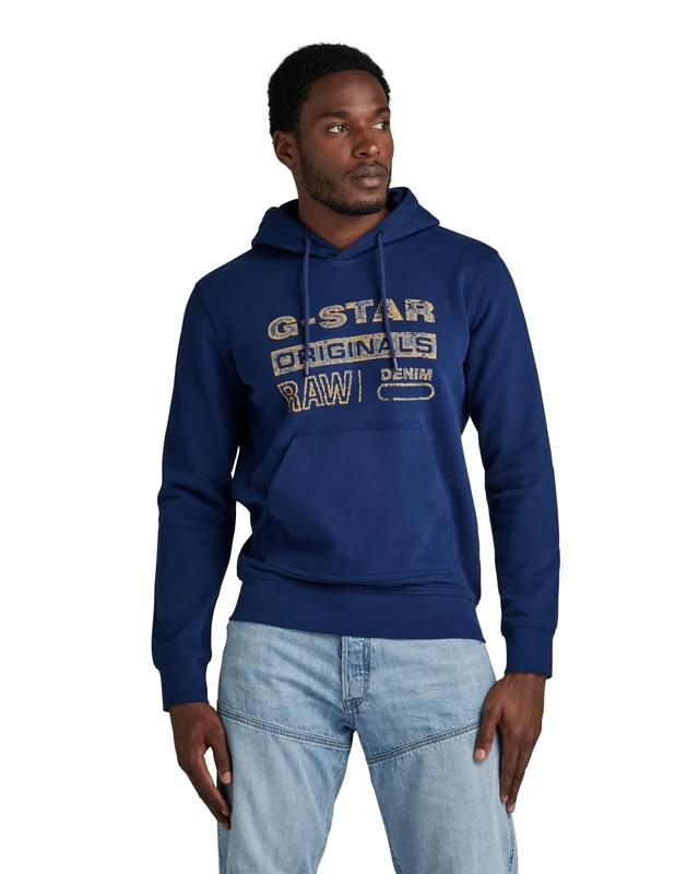 G-Star Men's Distressed Originals Hooded Sweater, Blue (imperial blue D24414-D562-1305), S