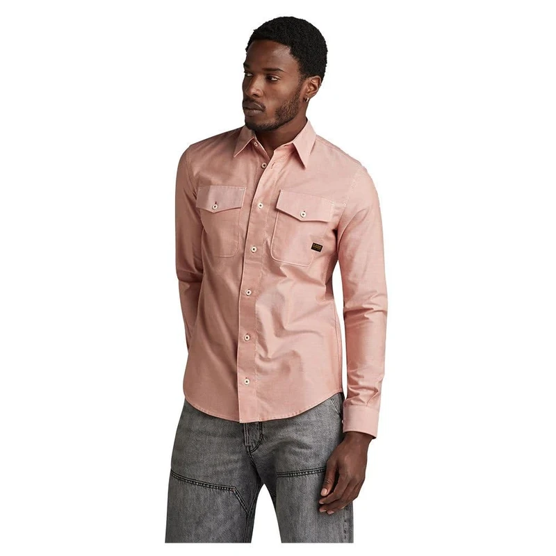 G-Star Men's Marine Slim Shirt, Multicolor (burned orange/white oxford D24963-7665-D140), M