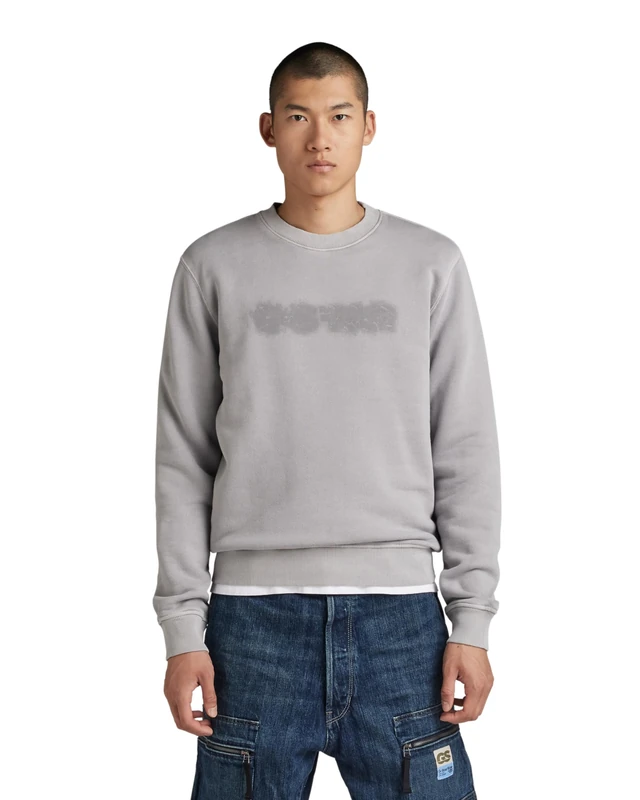 G-Star Men's Indigo Distressed Logo Sweater, Grey (grey alloy gd D24410-D575-G493), S