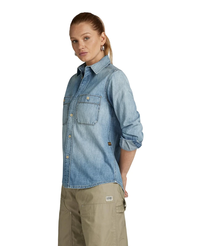 G-Star Women's Regular Denim Shirt , Blue (sun faded thames D24342-D539-G341), S