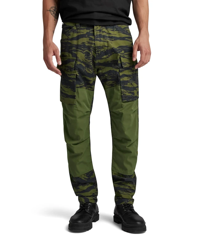 G-Star Men's 3D Regular Tapered Cargo Pants 2.0, Multicolor (shadow olive 2L tiger camo D24308-D386-G393), 33W / 32L