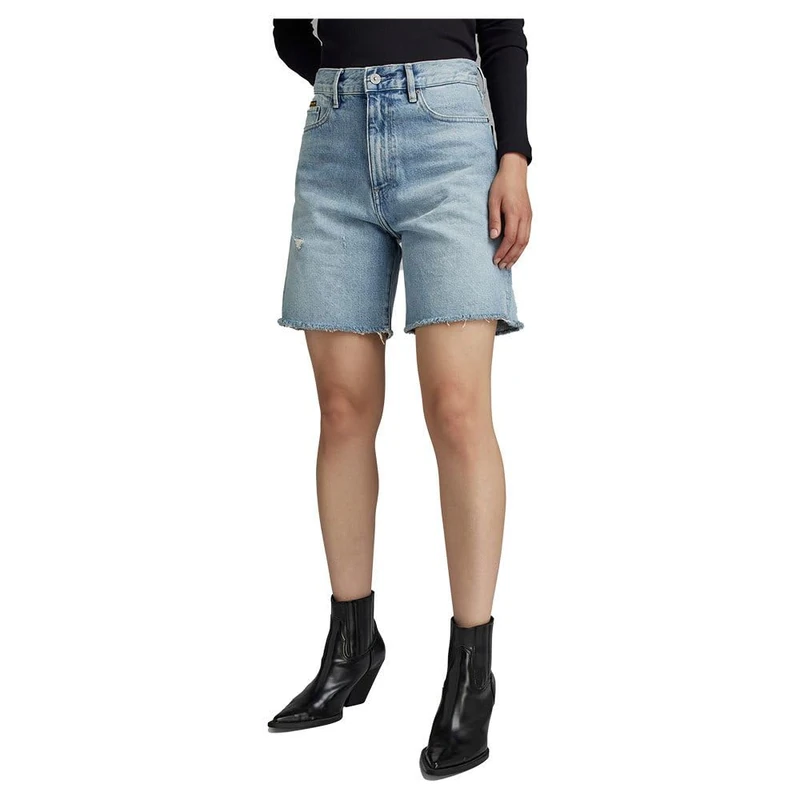 G-Star Women's High Bermuda Shorts Clean Edge, Blue (sun faded seaside destroyed D24372-D436-G674), 23