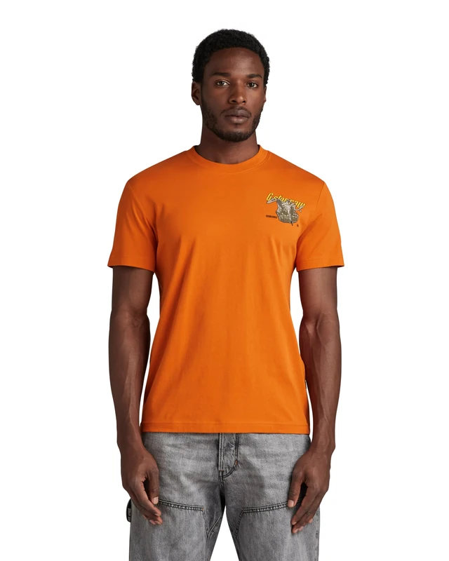 G-Star Men's Vest Back Graphic T-Shirt, Orange (orange D24423-336-1018), L