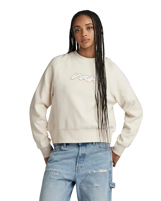 G-Star Women's Cornely RAW Dot Raglan Sweater, Beige/khaki (antique white D24375-D562-G286), XL