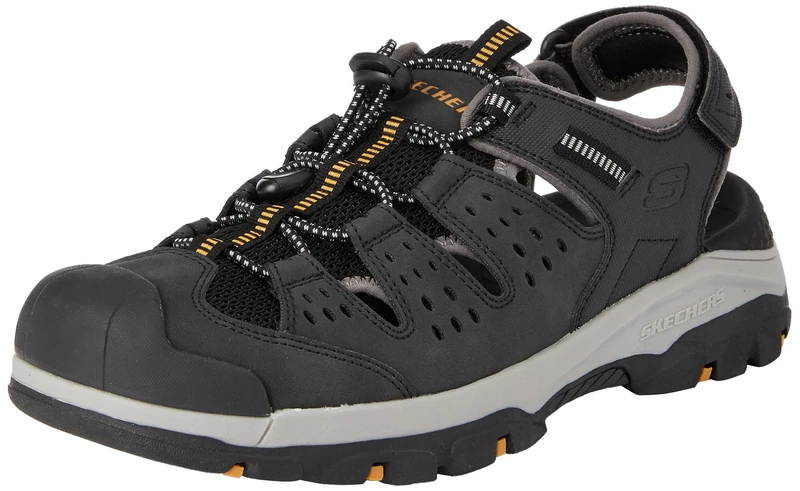 Skechers Men's Tresmen Menard Sandals, Black Synthetic/Mesh, 7.5 UK