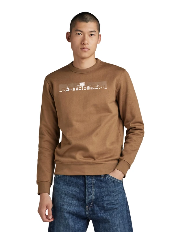 G-Star Men's Flight Deck Back Graphic Sweater, Brown (dk fawn D24371-D557-7172), M
