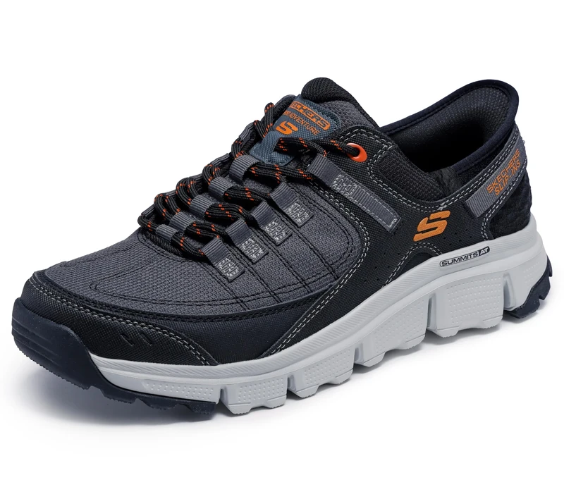 Skechers Men's Summits at Trainers, Gray Synthetic/Mesh/Orange Trim, 6 UK