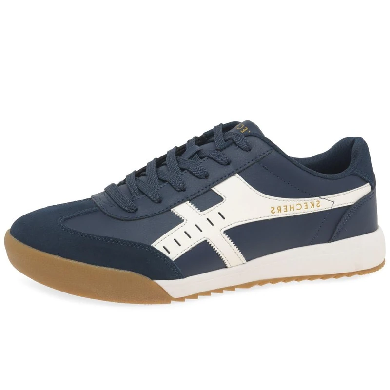 Skechers Men's Zinger 2.0 Manzanilla Totale Sneaker, Navy Duraleather/Suede/White Trim, 12 UK