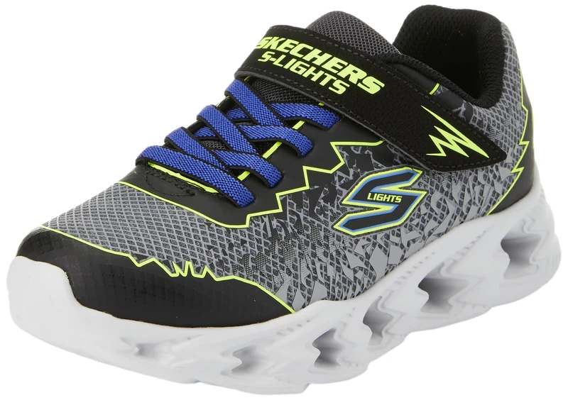 Skechers Boy's Vortex 2.0 Zorento Sneakers, Black Synthetic/Yellow & Blue Trim, 13 UK Child