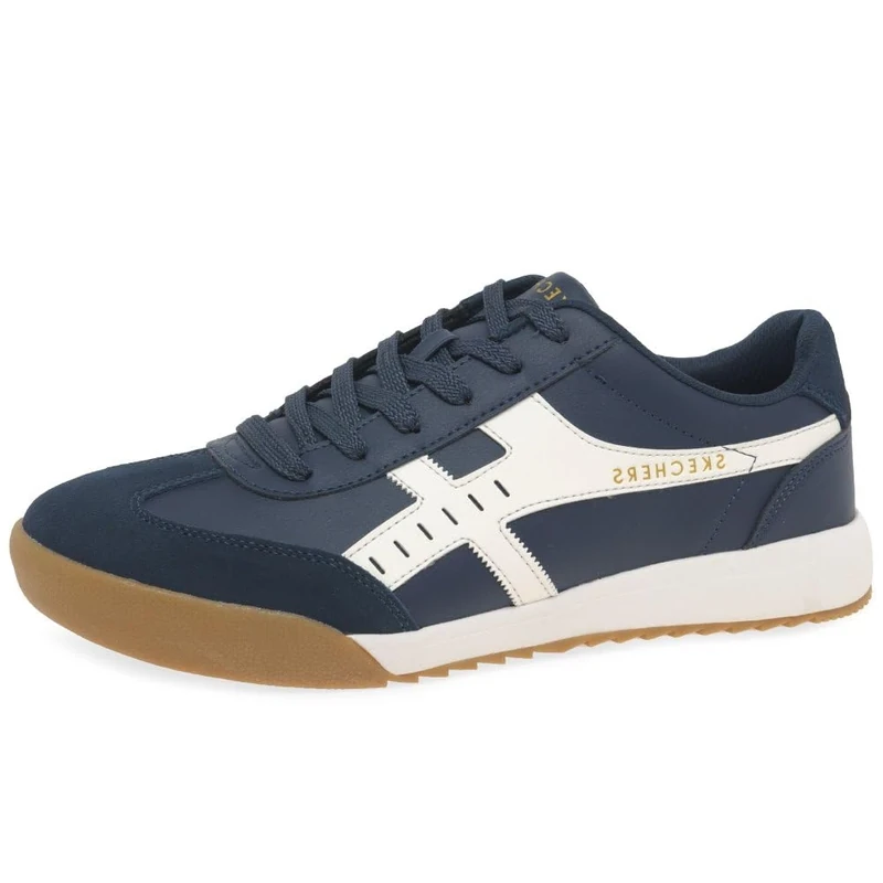 Skechers Men's Zinger 2.0 Manzanilla Totale Sneaker, Navy Duraleather/Suede/White Trim, 5.5 UK