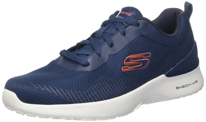 Skechers Men's Skech-Air Dynamight Bliton Sneaker, Navy Mesh/Synthetic/Orange Trim, 11 UK