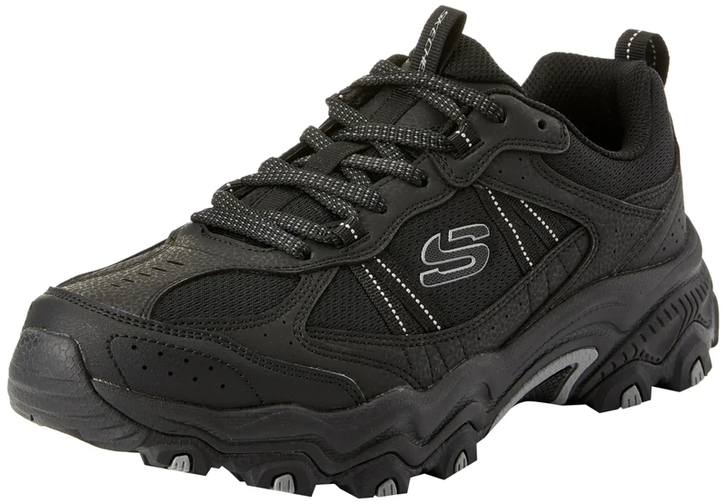 Skechers Men's Stamina at Upper Stitch Trekking Low Cut Shoes, Black Synthetic/Mesh/Trim, 10 UK