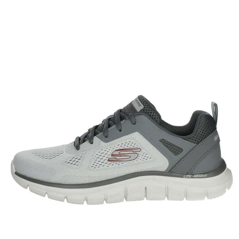 Skechers Men's Track Broader Sneaker, Gray Engineered Mesh/Pu/Charcoal Trim, 7.5 UK
