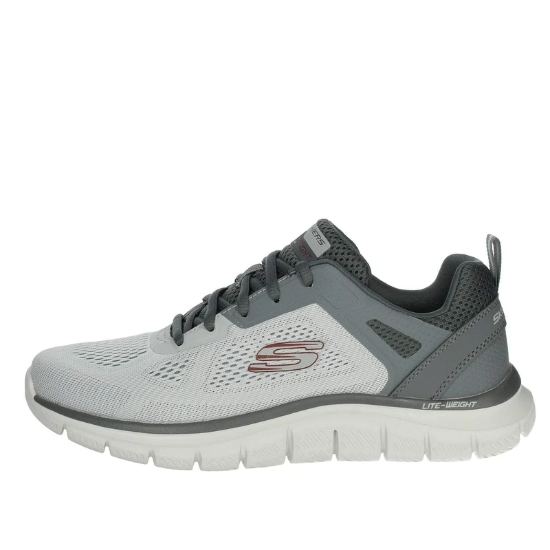 Skechers Men's Track Broader Sneaker, Gray Engineered Mesh/Pu/Charcoal Trim, 11 UK