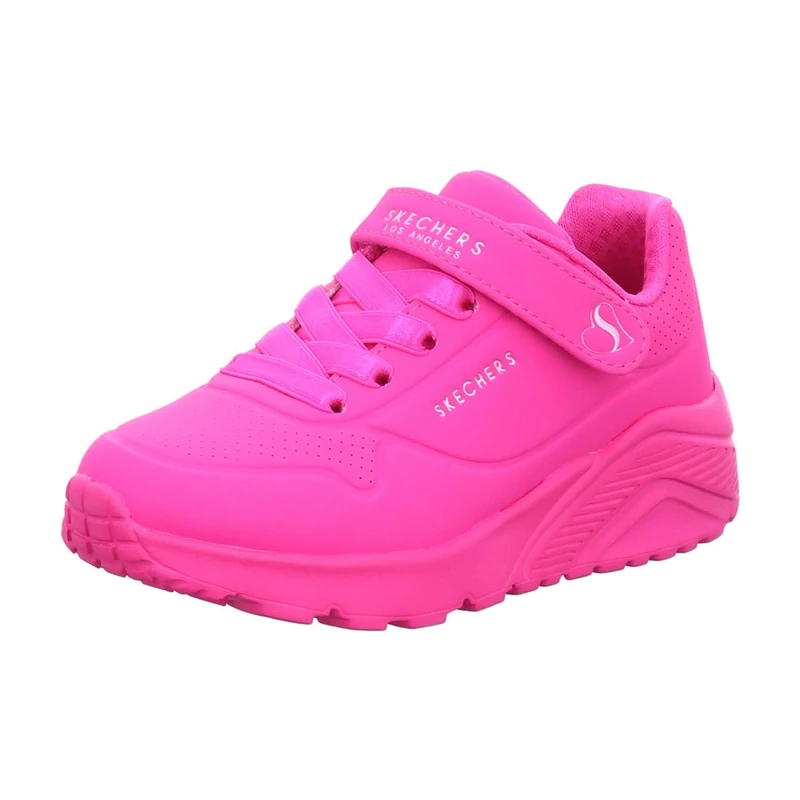 Skechers Girl's Uno Lite Sneakers, Hot Pink Synthetic/Trim, 4 UK Child
