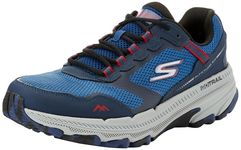 Skechers Men's GO Run Trail Altitude 2.0 Trainers, Navy and Red Leather/Textile, 7 UK