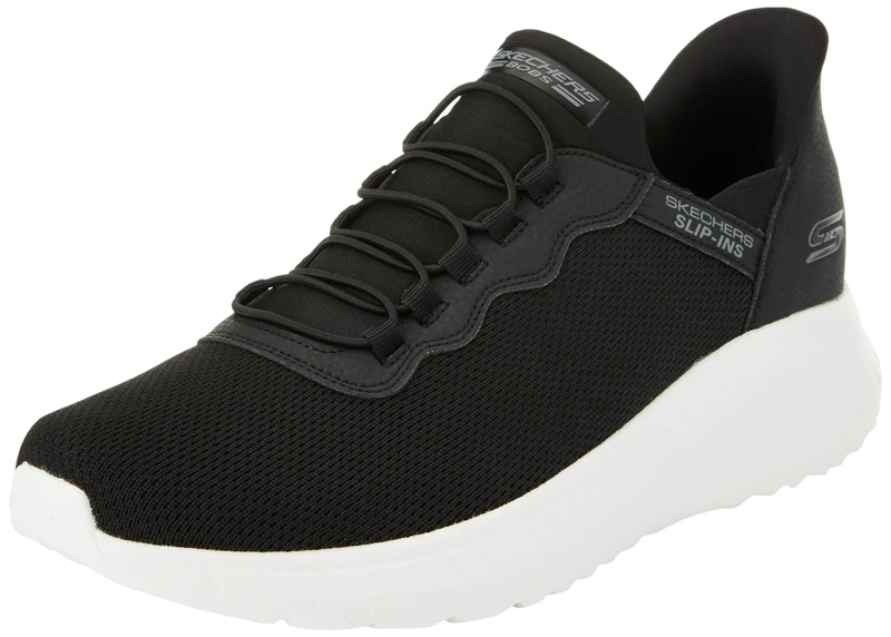 Skechers Men's BOBS Squad Chaos Daily Hype Slip-On, Black Knit/White Trim, 12 UK
