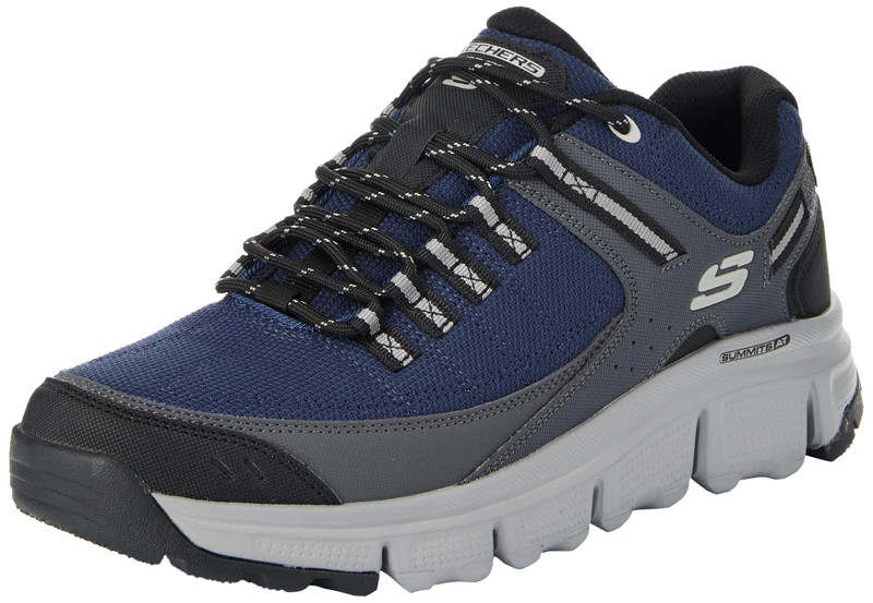 Skechers Men's Summits At Upper Draft Trainers, Navy Synthetic/Mesh/Gray Trim, 11 UK