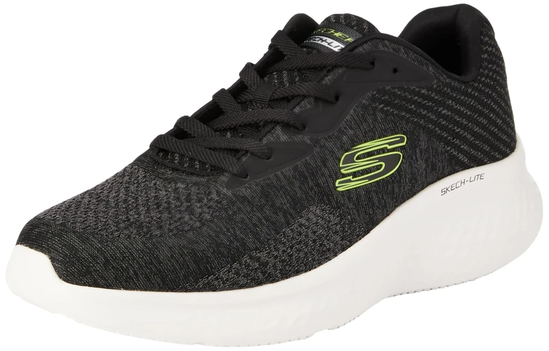 Skechers Men's Skech-Lite Pro Faregrove Sneaker, Black Circular Knit/Synthetic/Lime Trim, 6 UK