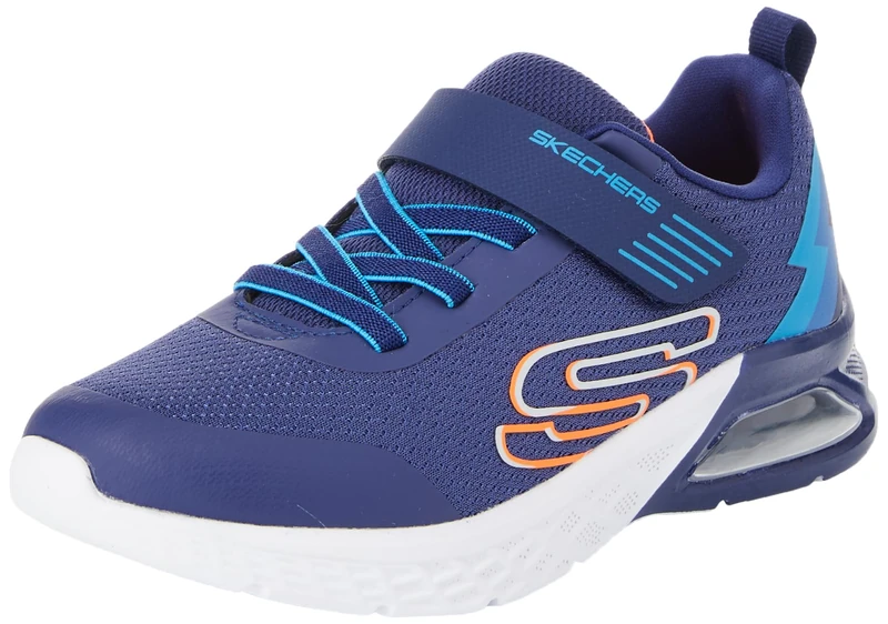 Skechers Boy's Microspec Max Ii Vodrox Sneakers, Navy Textile Synthetic Blue Orange Trim, 10 UK Child