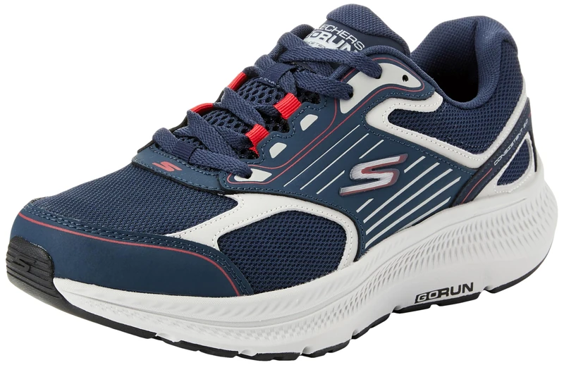 Skechers Men's GO Run CONSISTENT 2.0 Trainers, Navy and Red Leather/Textile, 7.5 UK